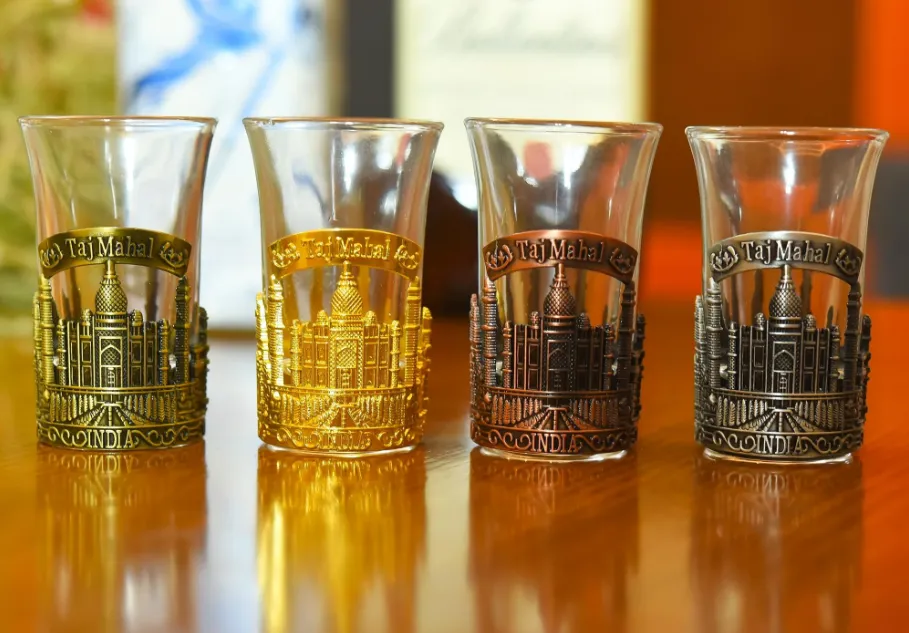 Short Glass with Metal base covering