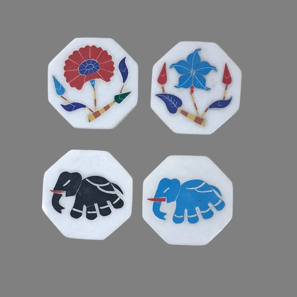 Marble magnet with Semi precious stones arts