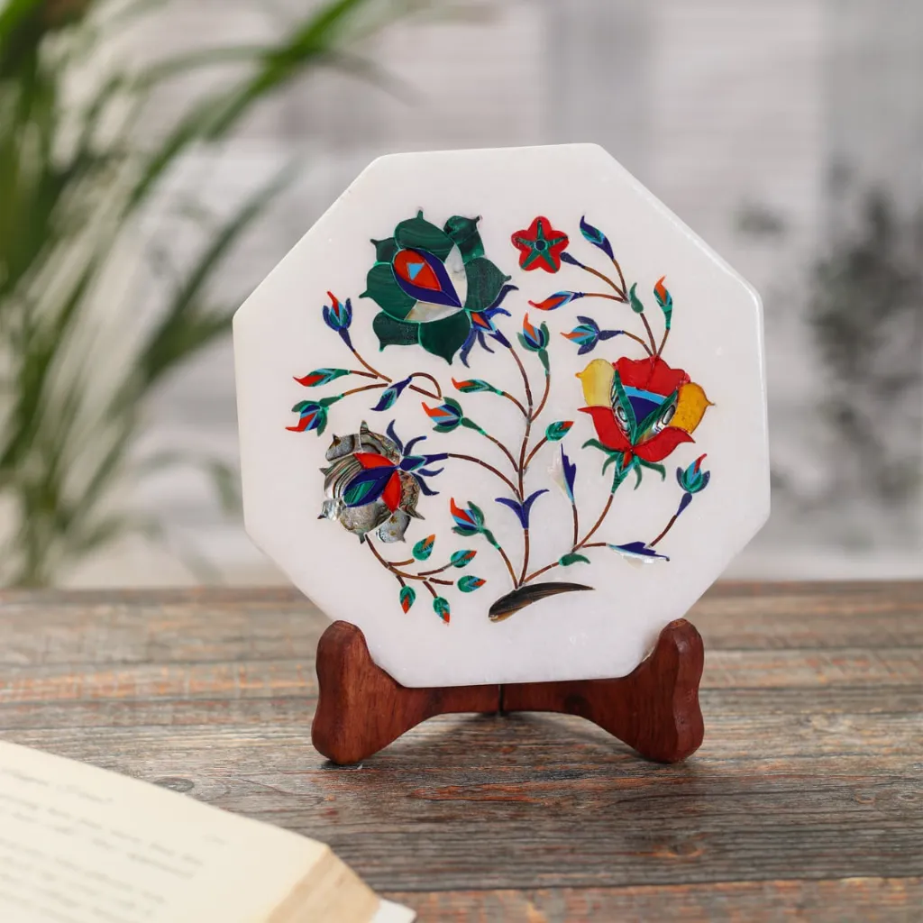 Marble Precious Stone Inlay Tile (6 Inch)